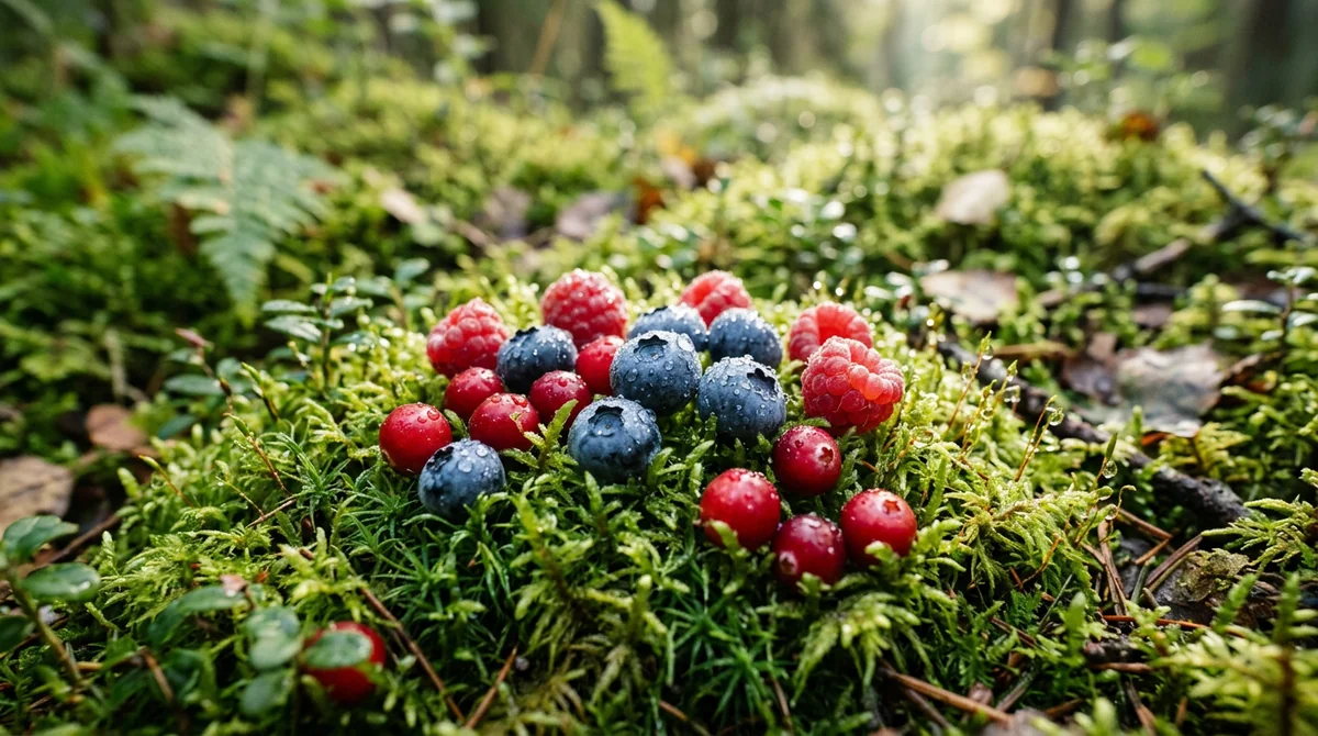 Wild forest berries ready for harvest